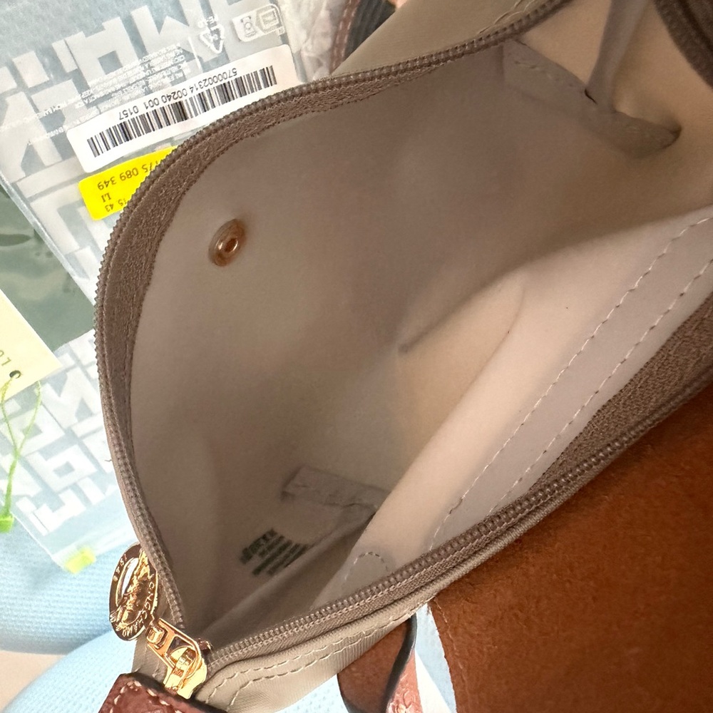 Longchamp Mini Top-Handle Tote in Desert Yellow and Brown - Picture 3 of 3